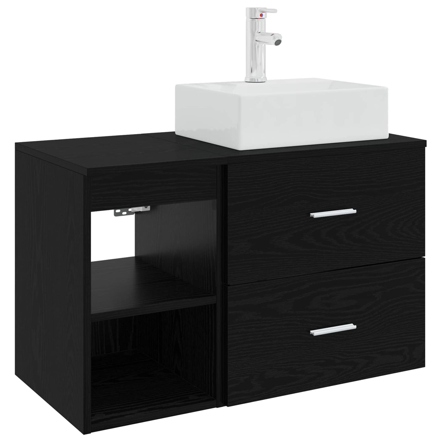 Bathroom Furniture Set 2 pcs Black Oak Engineered Wood