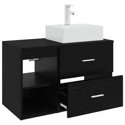 Bathroom Furniture Set 2 pcs Black Oak Engineered Wood