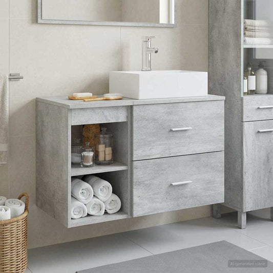 Bathroom Furniture Set 2 pcs Concrete Grey Engineered Wood