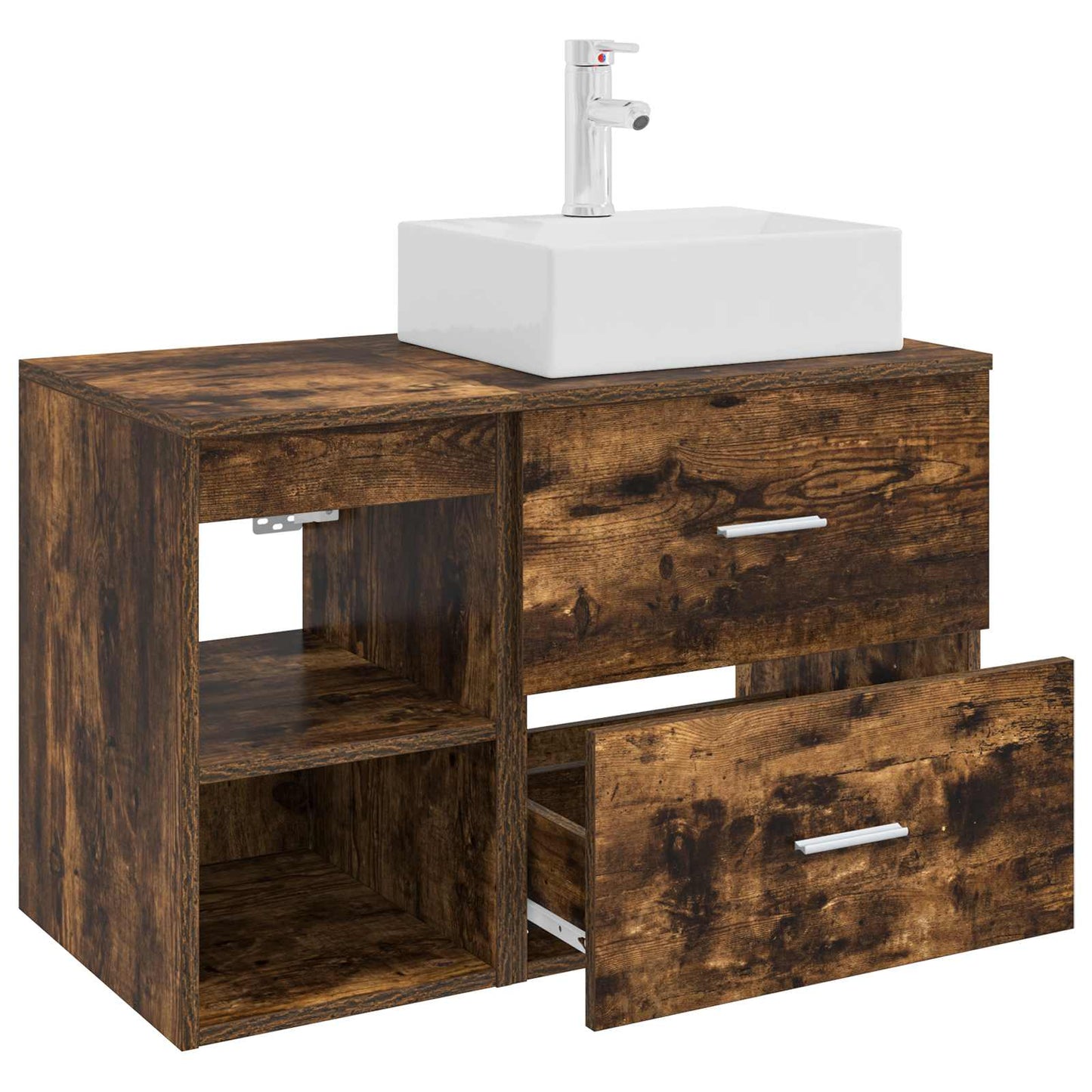 Bathroom Furniture Set 2 pcs Smoked Oak Engineered Wood
