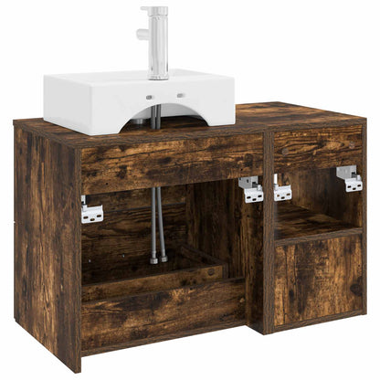 Bathroom Furniture Set 2 pcs Smoked Oak Engineered Wood