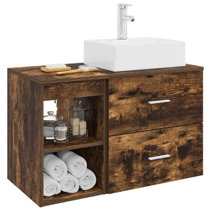 Bathroom Furniture Set 2 pcs Smoked Oak Engineered Wood