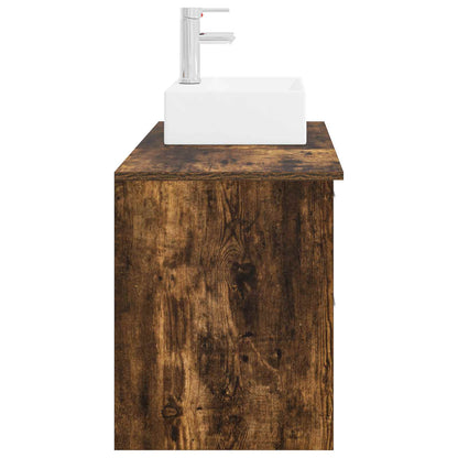 Bathroom Furniture Set 2 pcs Smoked Oak Engineered Wood