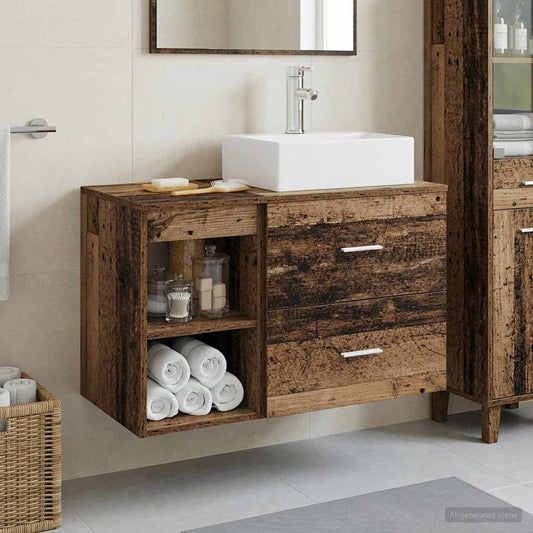 Bathroom Furniture Set 2 pcs Old Wood Engineered Wood
