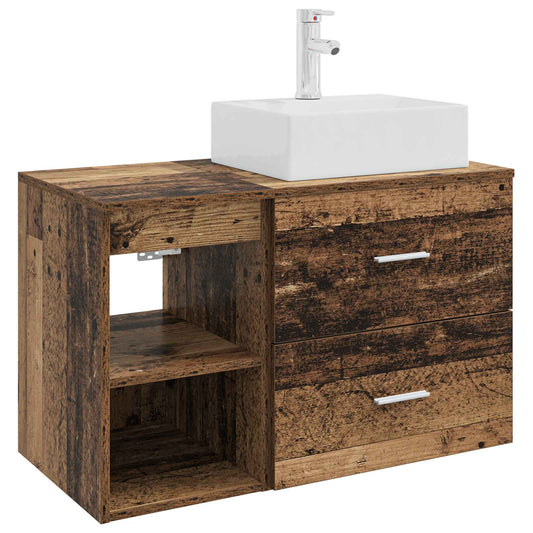 Bathroom Furniture Set 2 pcs Old Wood Engineered Wood