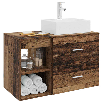 Bathroom Furniture Set 2 pcs Old Wood Engineered Wood