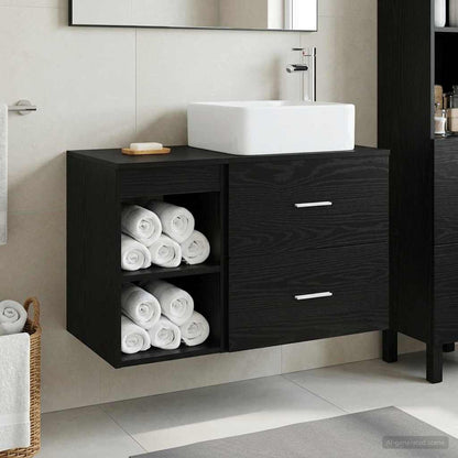 Bathroom Furniture Set 2 pcs Black Oak Engineered Wood