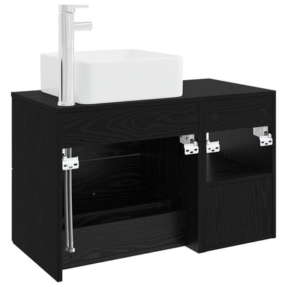 Bathroom Furniture Set 2 pcs Black Oak Engineered Wood