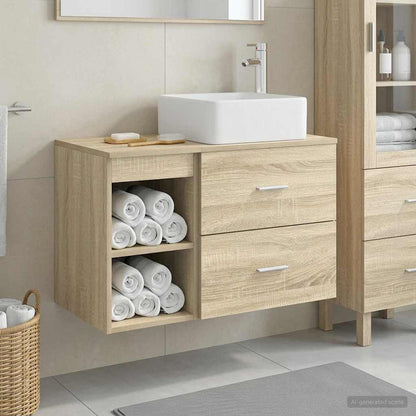 Bathroom Furniture Set 2 pcs Sonoma Oak Engineered Wood