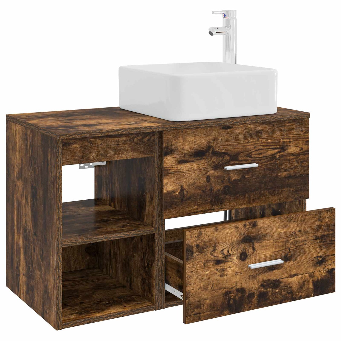 Bathroom Furniture Set 2 pcs Smoked Oak Engineered Wood