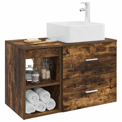 Bathroom Furniture Set 2 pcs Smoked Oak Engineered Wood
