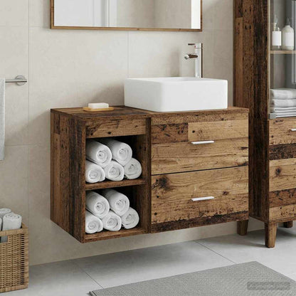 Bathroom Furniture Set 2 pcs Old Wood Engineered Wood
