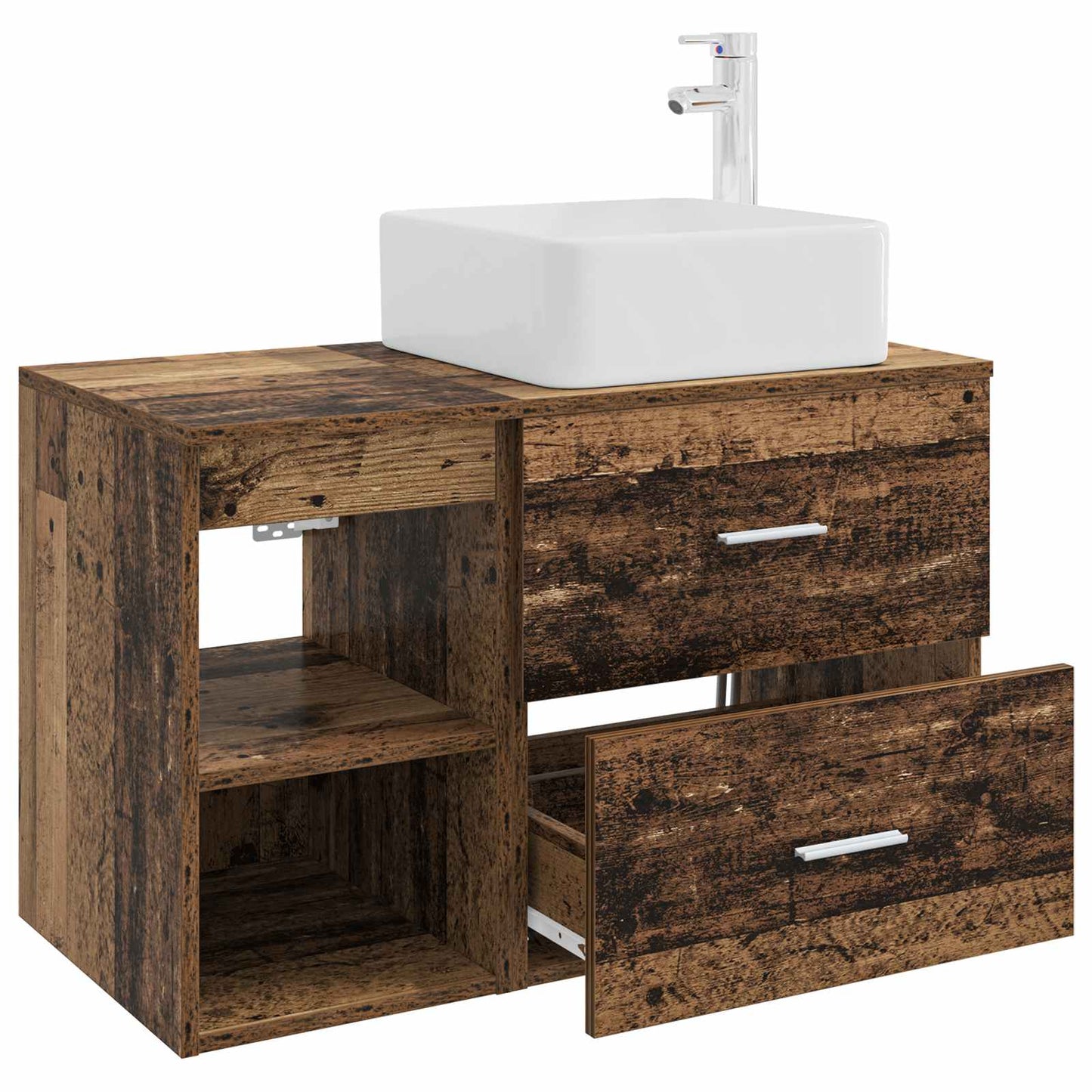 Bathroom Furniture Set 2 pcs Old Wood Engineered Wood