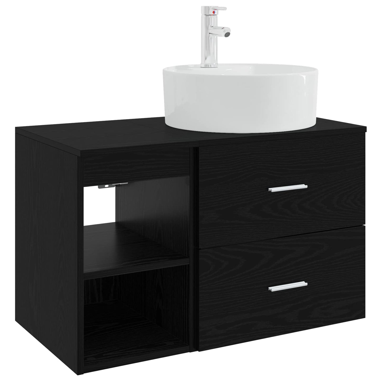 Bathroom Furniture Set 2 pcs Black Oak Engineered Wood