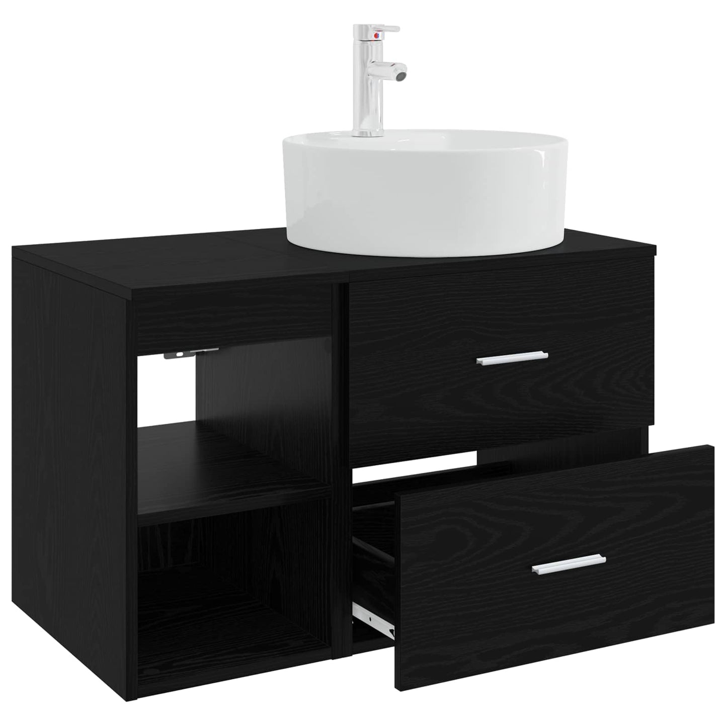 Bathroom Furniture Set 2 pcs Black Oak Engineered Wood