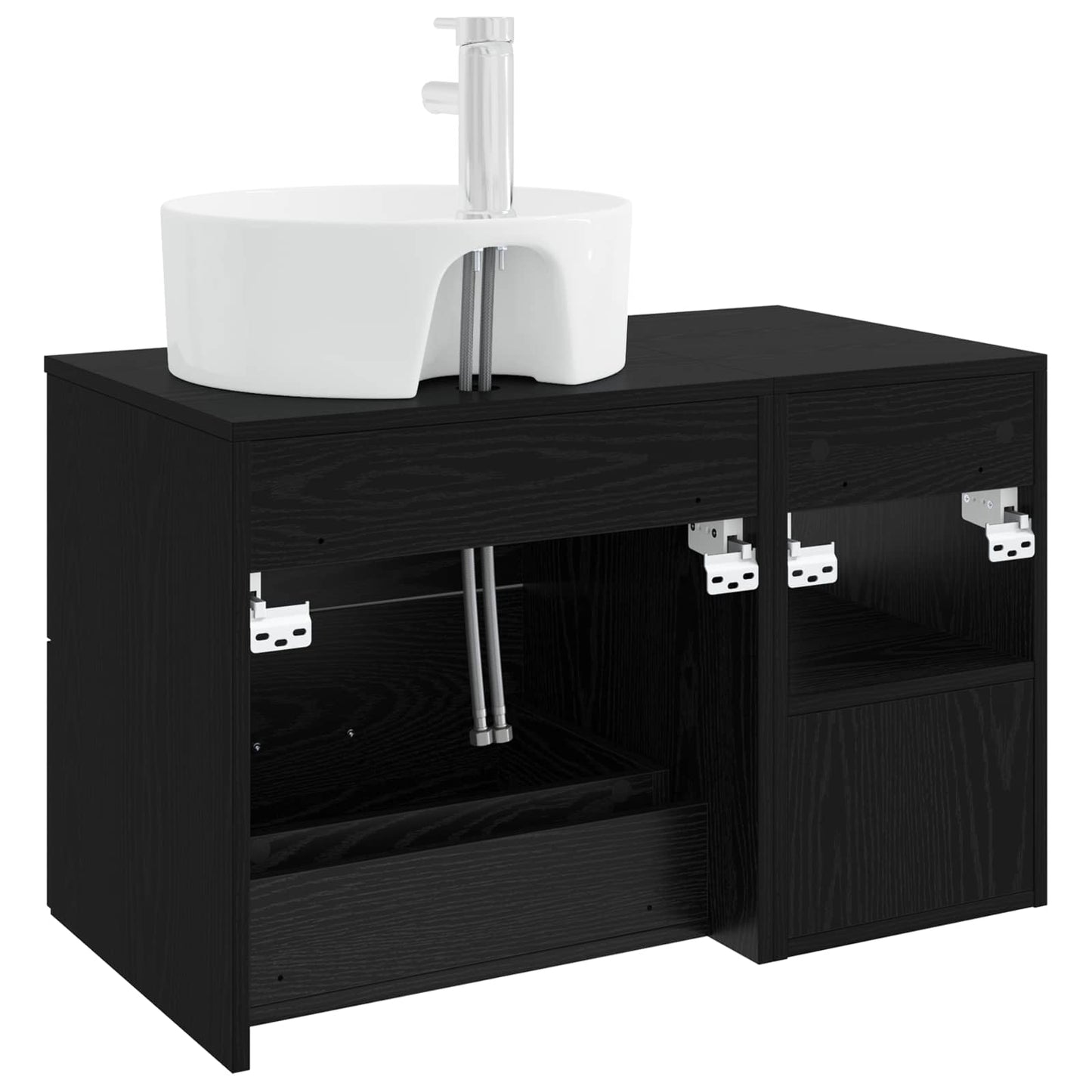 Bathroom Furniture Set 2 pcs Black Oak Engineered Wood
