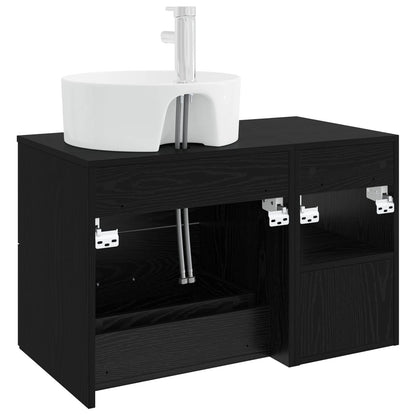 Bathroom Furniture Set 2 pcs Black Oak Engineered Wood