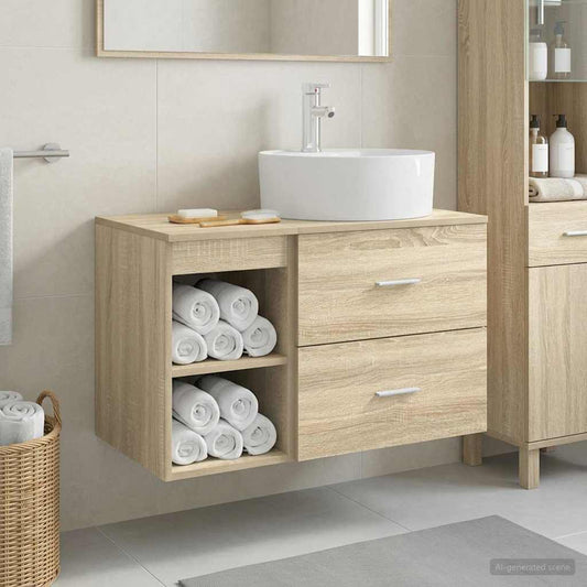 Bathroom Furniture Set 2 pcs Sonoma Oak Engineered Wood