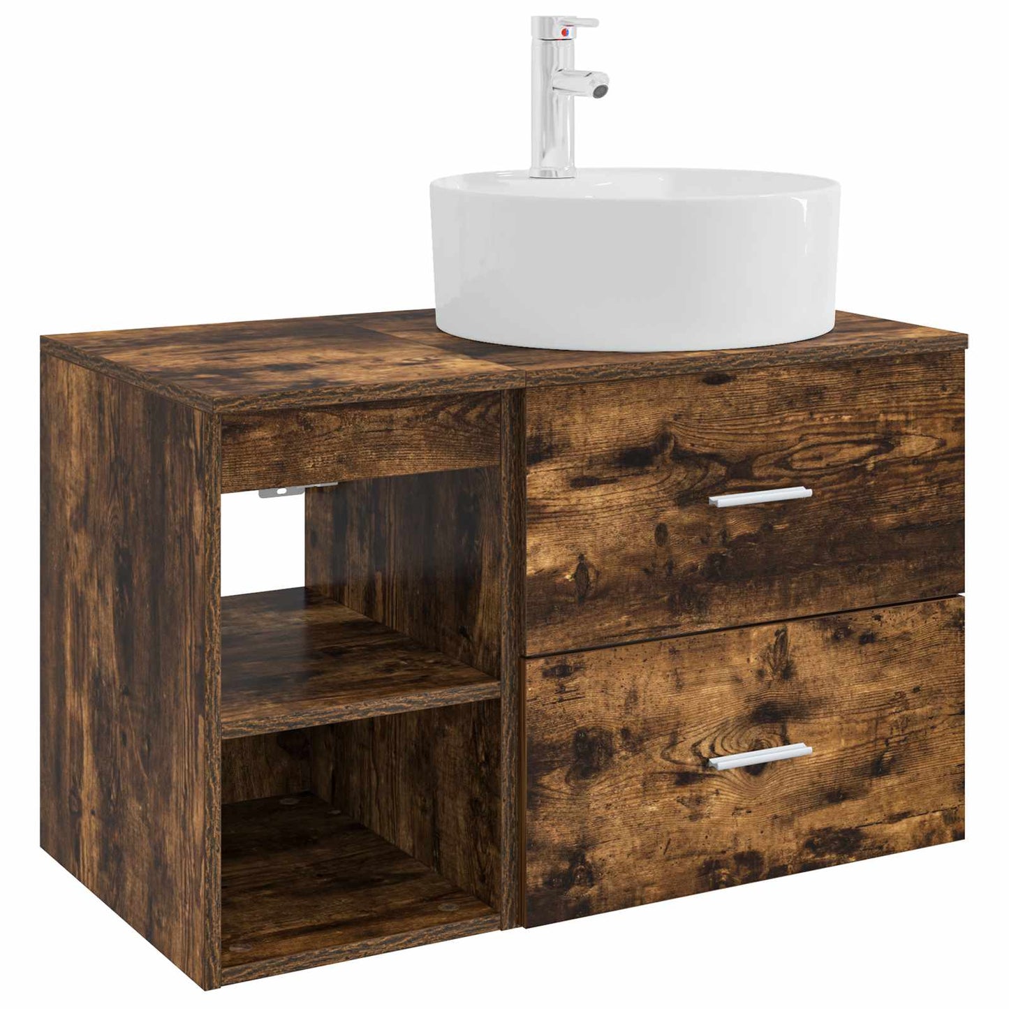 Bathroom Furniture Set 2 pcs Smoked Oak Engineered Wood