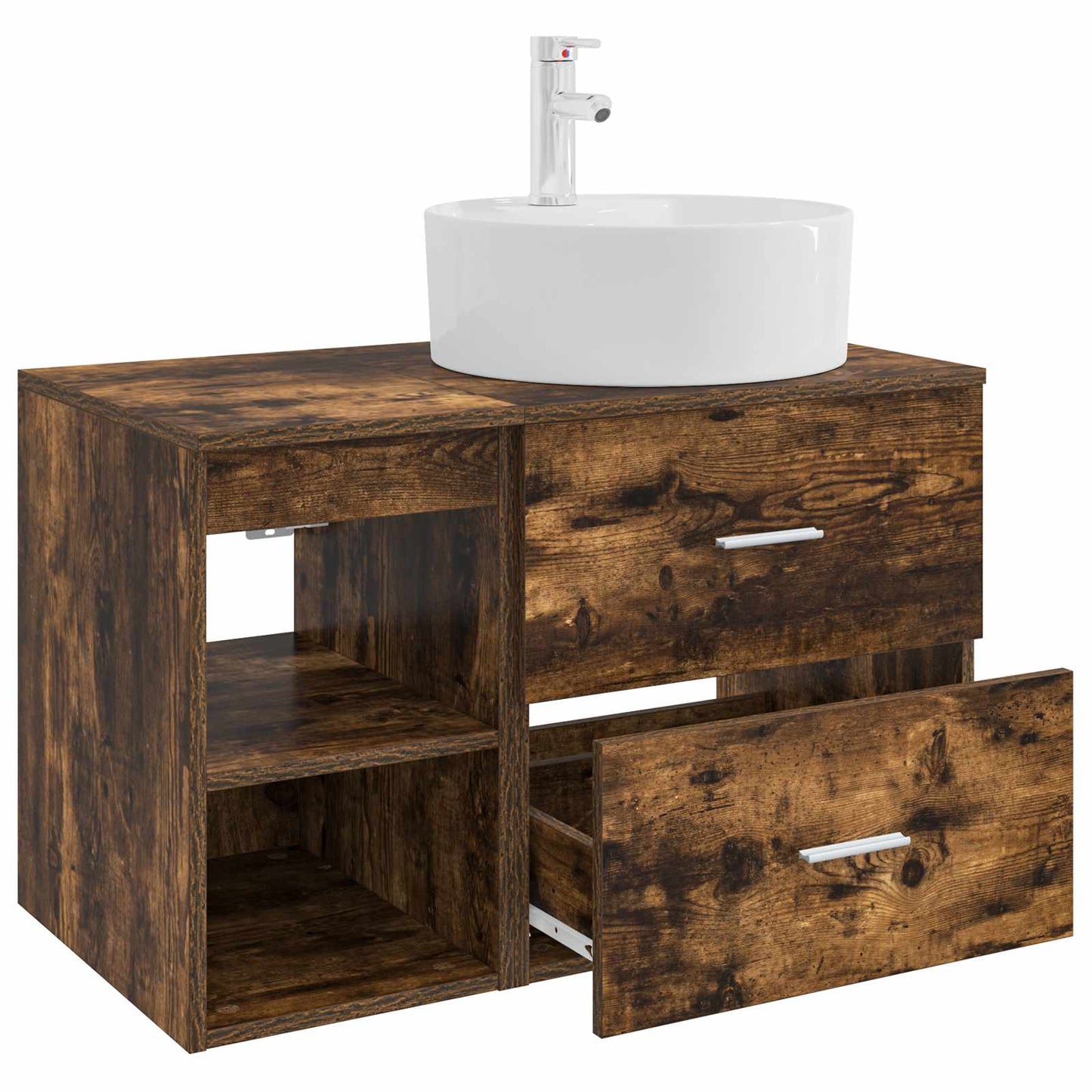 Bathroom Furniture Set 2 pcs Smoked Oak Engineered Wood