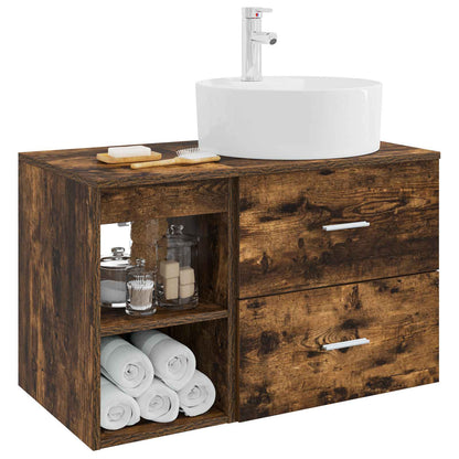 Bathroom Furniture Set 2 pcs Smoked Oak Engineered Wood