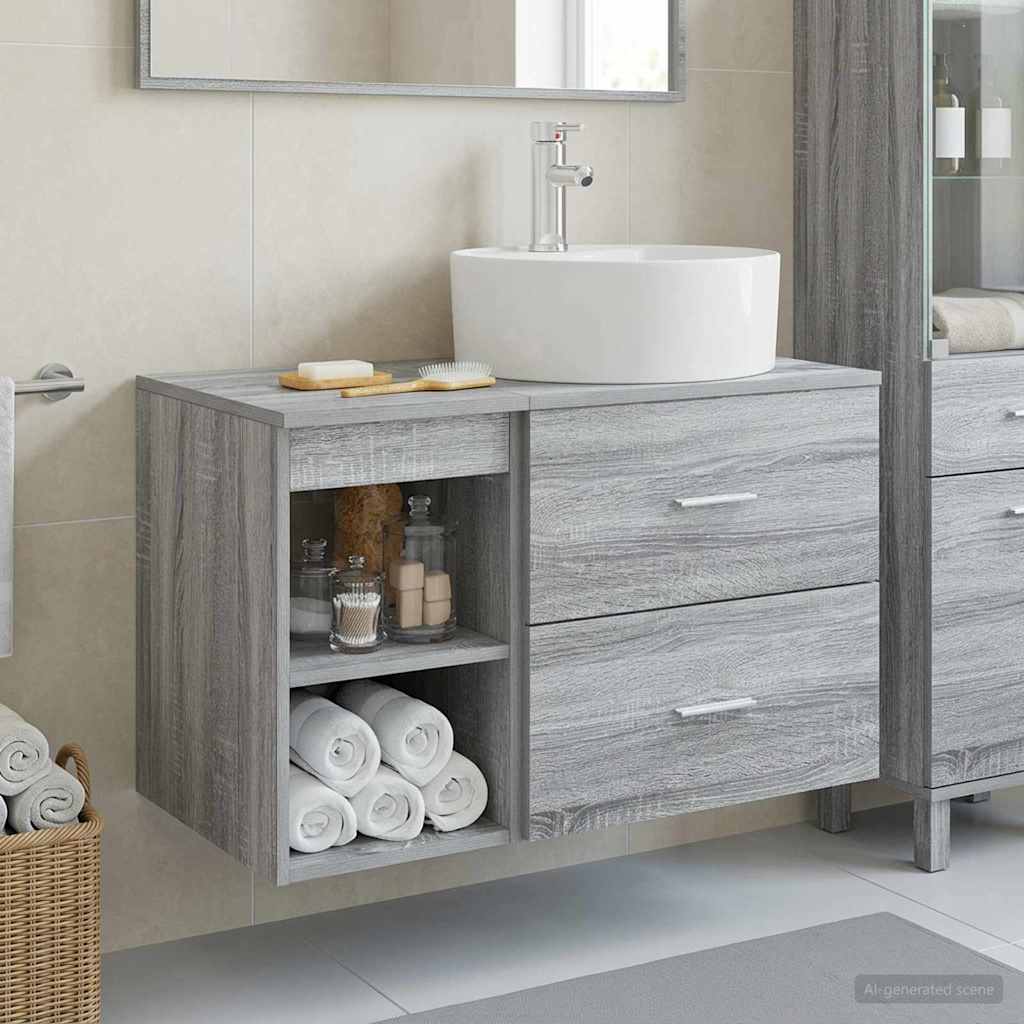 Bathroom Furniture Set 2 pcs Grey Sonoma Engineered Wood