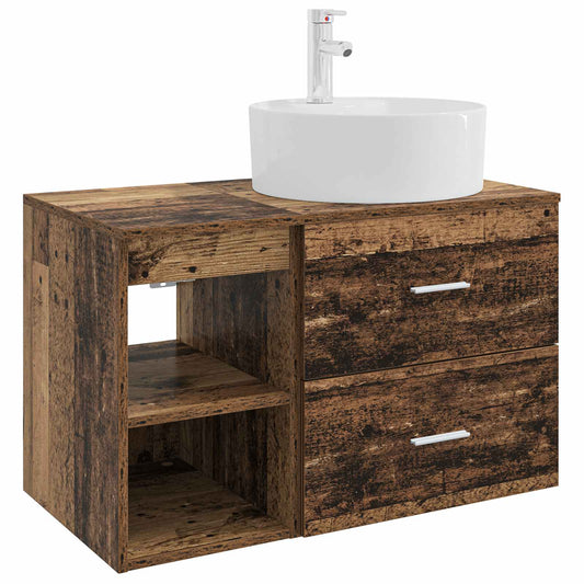 Bathroom Furniture Set 2 pcs Old Wood Engineered Wood