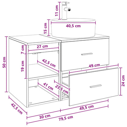 Bathroom Furniture Set 2 pcs Old Wood Engineered Wood