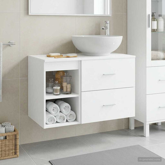Bathroom Furniture Set 2 pcs White Engineered Wood