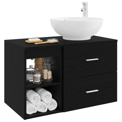 Bathroom Furniture Set 2 pcs Black Oak Engineered Wood