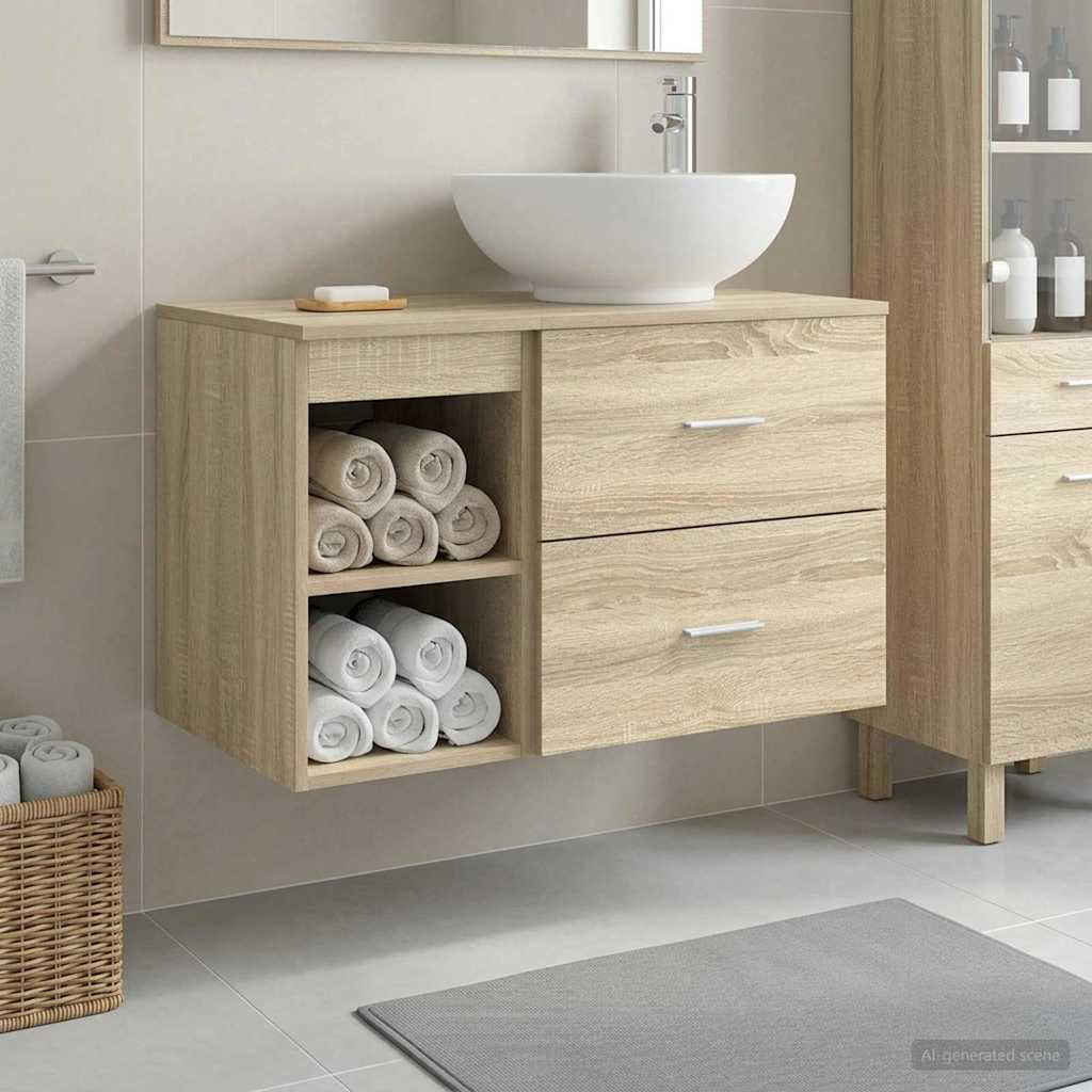 Bathroom Furniture Set 2 pcs Sonoma Oak Engineered Wood