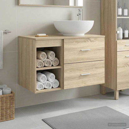 Bathroom Furniture Set 2 pcs Sonoma Oak Engineered Wood