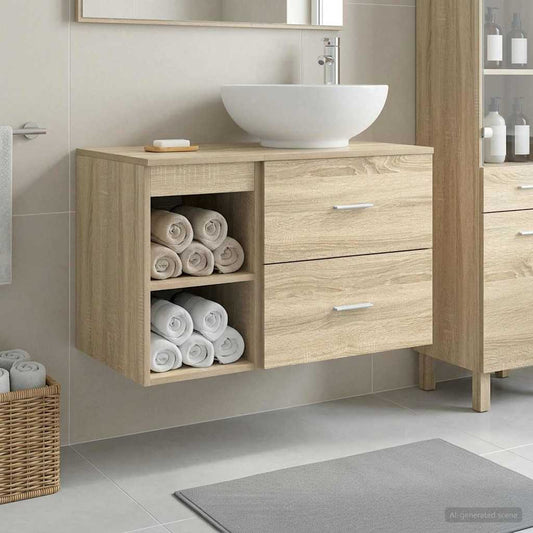 Bathroom Furniture Set 2 pcs Sonoma Oak Engineered Wood