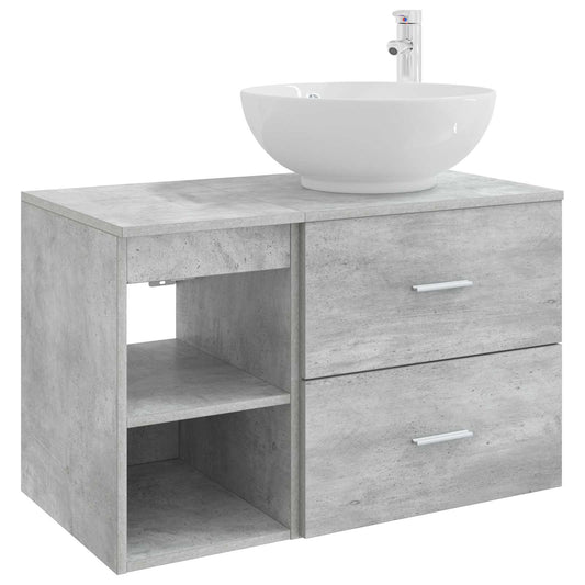 Bathroom Furniture Set 2 pcs Concrete Grey Engineered Wood