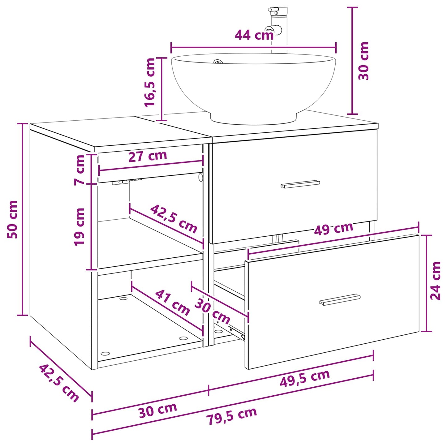Bathroom Furniture Set 2 pcs Concrete Grey Engineered Wood