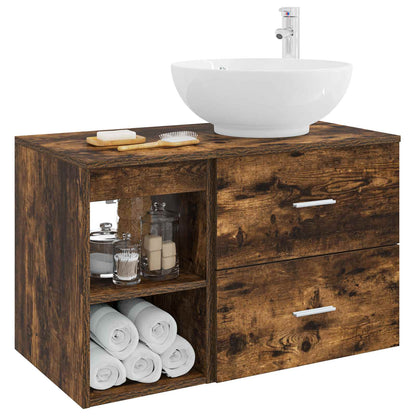 Bathroom Furniture Set 2 pcs Smoked Oak Engineered Wood