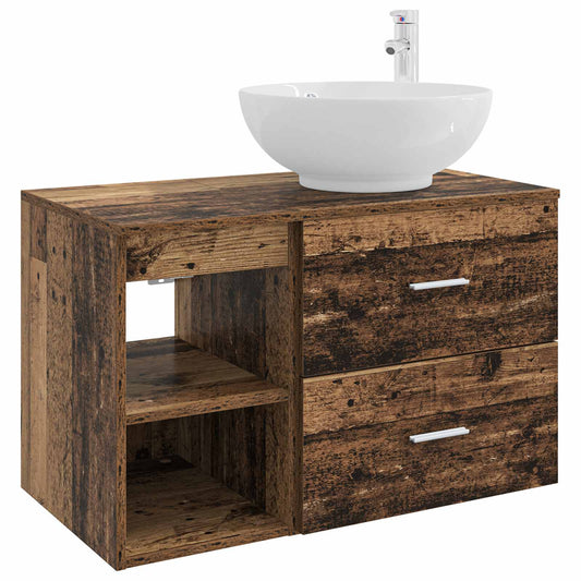 Bathroom Furniture Set 2 pcs Old Wood Engineered Wood