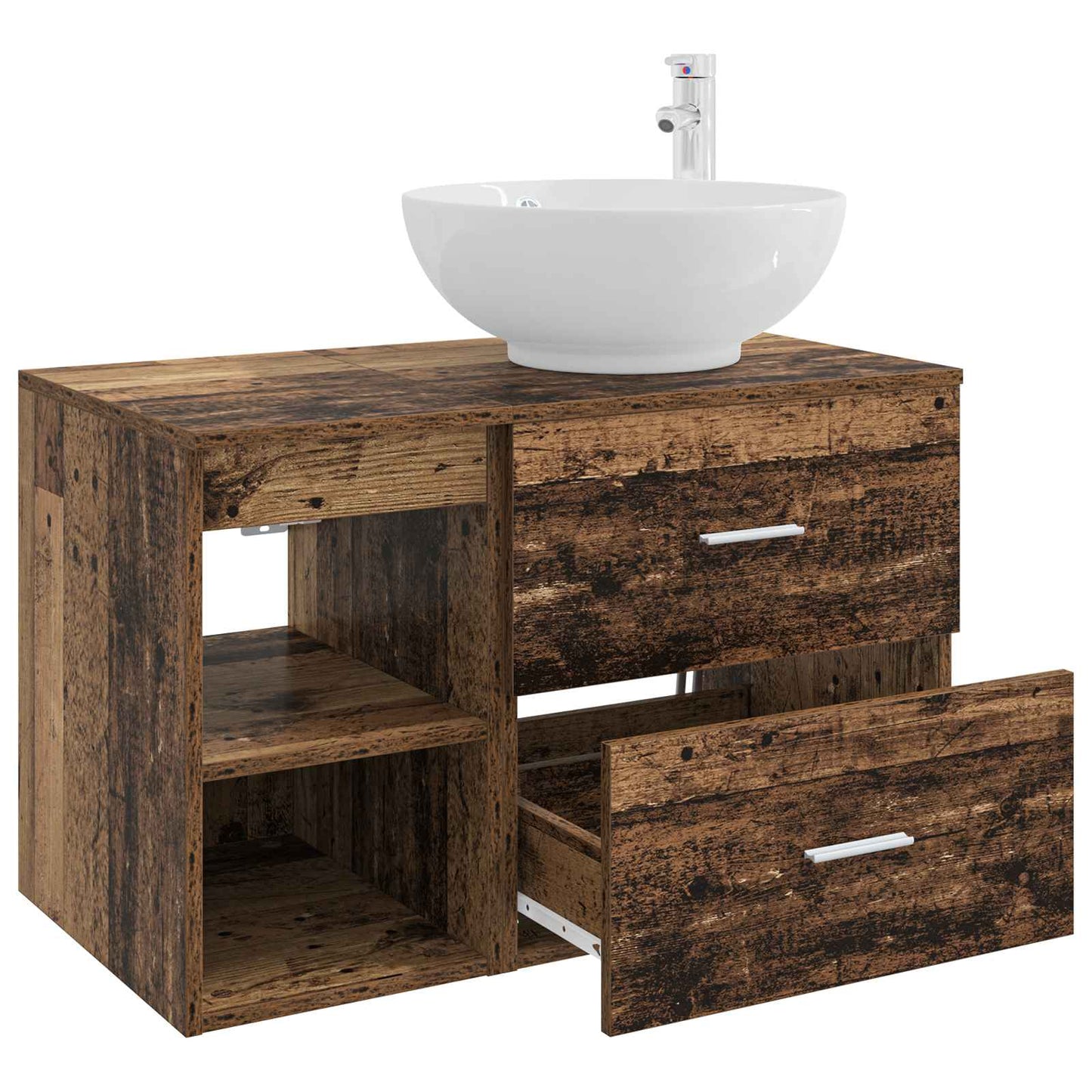 Bathroom Furniture Set 2 pcs Old Wood Engineered Wood
