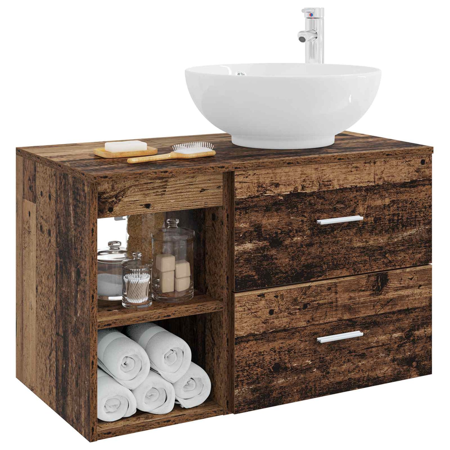 Bathroom Furniture Set 2 pcs Old Wood Engineered Wood