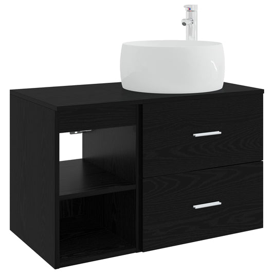 Bathroom Furniture Set 2 pcs Black Oak Engineered Wood