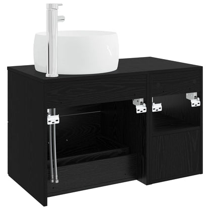 Bathroom Furniture Set 2 pcs Black Oak Engineered Wood