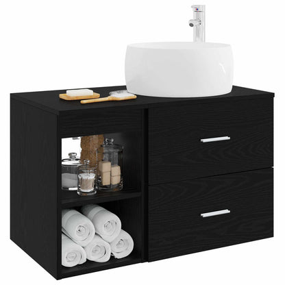 Bathroom Furniture Set 2 pcs Black Oak Engineered Wood
