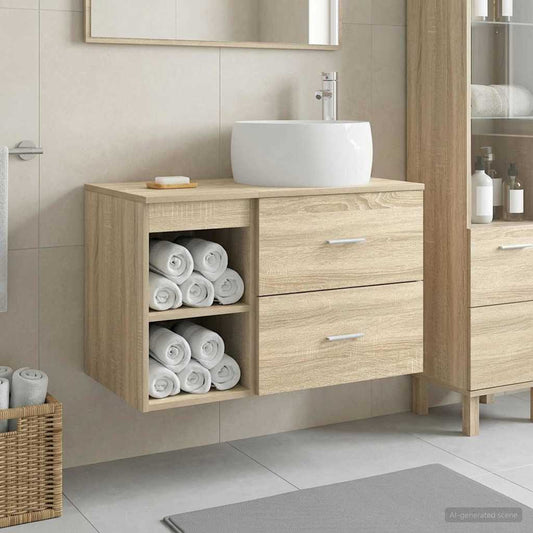 Bathroom Furniture Set 2 pcs Sonoma Oak Engineered Wood