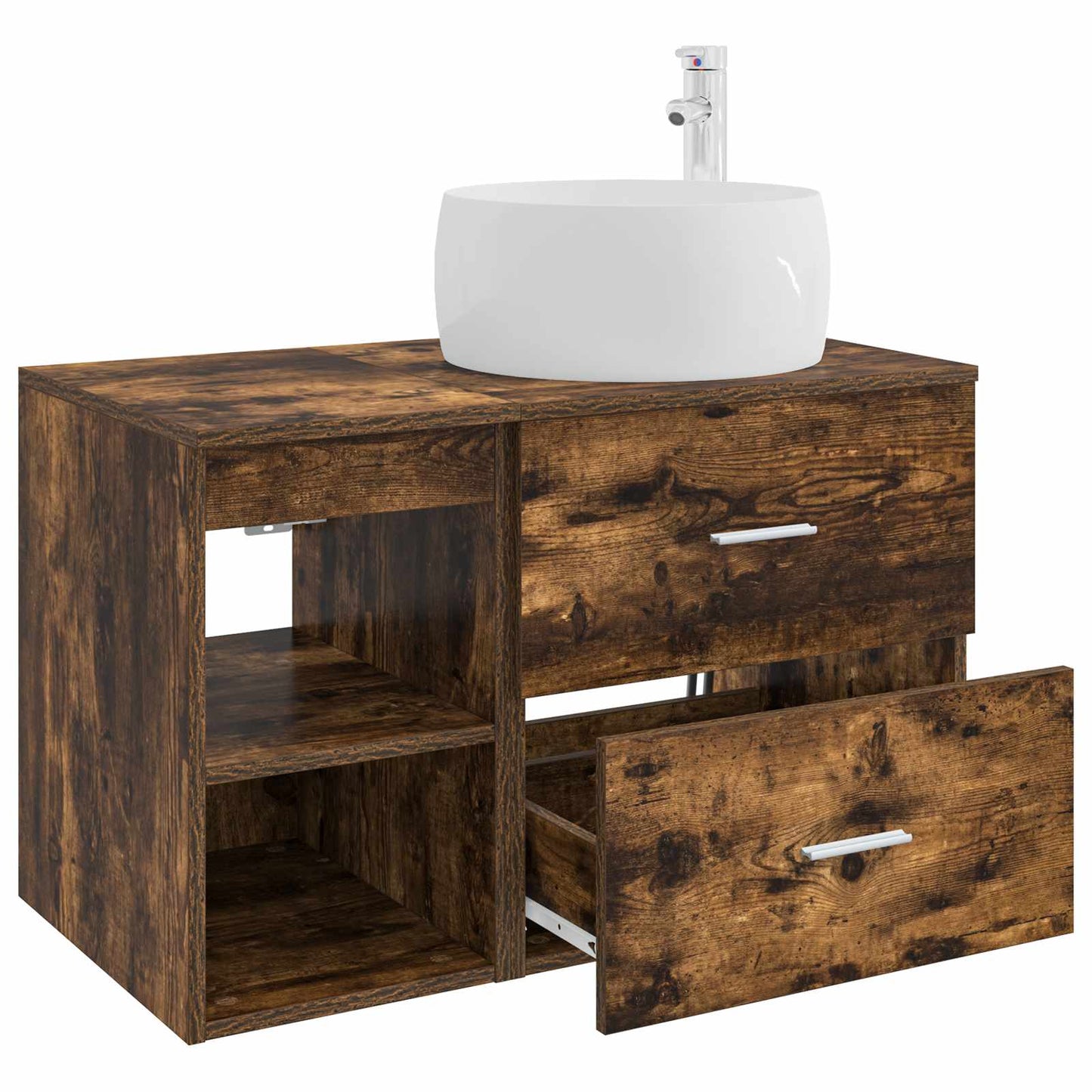 Bathroom Furniture Set 2 pcs Smoked Oak Engineered Wood