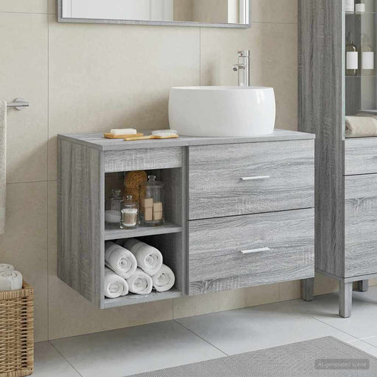 Bathroom Furniture Set 2 pcs Grey Sonoma Engineered Wood