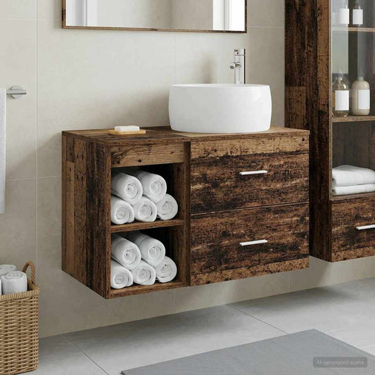 Bathroom Furniture Set 2 pcs Old Wood Engineered Wood