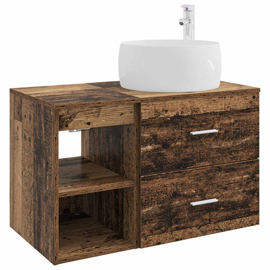 Bathroom Furniture Set 2 pcs Old Wood Engineered Wood