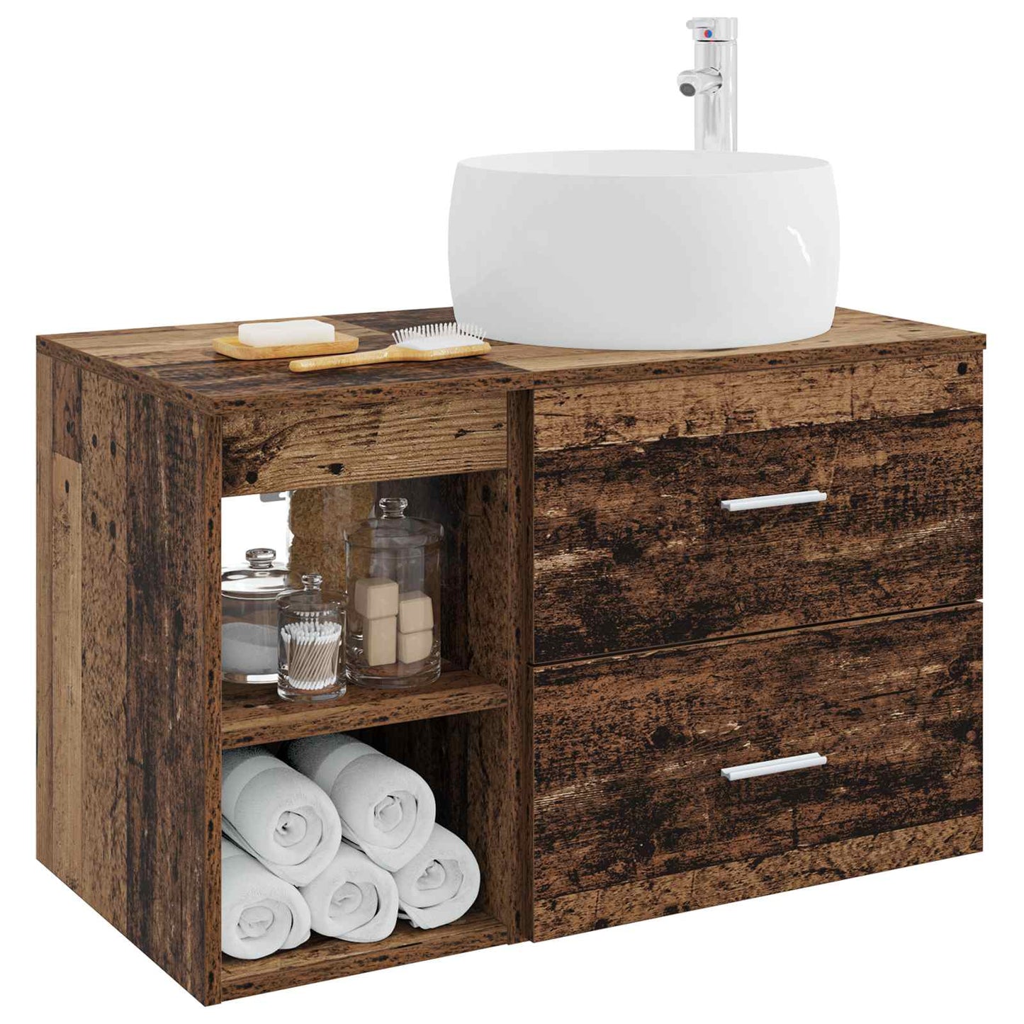 Bathroom Furniture Set 2 pcs Old Wood Engineered Wood