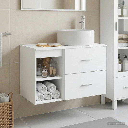 Bathroom Furniture Set 2 pcs White Engineered Wood