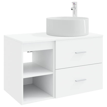 Bathroom Furniture Set 2 pcs White Engineered Wood